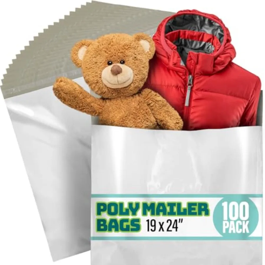 Poly Mailers 19x24 Inch - 100 Pack - Large Shipping Bags for Clothing and Packages, Strong Adhesive Sealing Mailing Envelopes f
Poly Mailers 19x24 Inch - 100 Pack - Large Shipping Bags for Clothing and Packages, Strong Adhesive Sealing Mailing Envelopes f