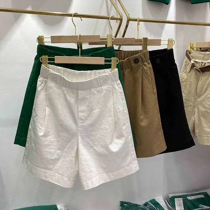 Women's Casual Linen-Blend Shorts, Elastic High-Waisted Wide-Leg Shorts with Pockets, Loose-Fit Breathable Summer Shorts
Women's Casual Linen-Blend Shorts, Elastic High-Waisted Wide-Leg Shorts with Pockets, Loose-Fit Breathable Summer Shorts