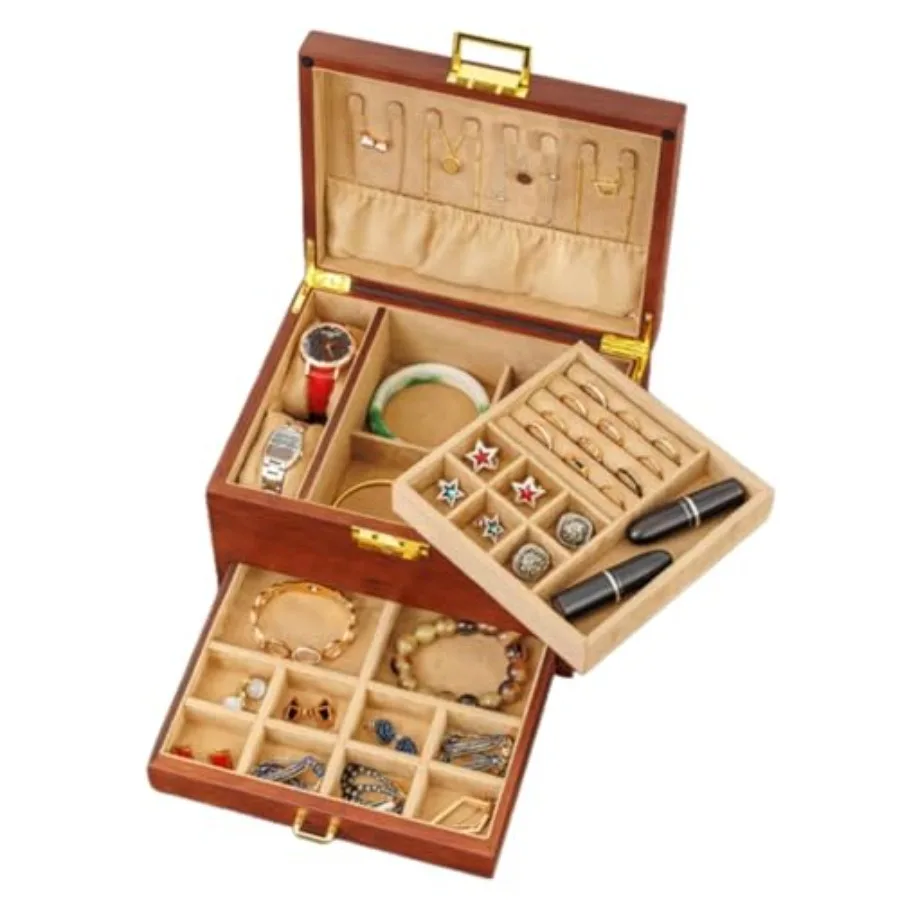 3-слойная твердая деревянная шкатулка для драгоценностей для женщин, винтажный органайзер для ювелирных изделий из натурального дерева для хранения серег, колец, ожерелий, браслетов Wa
3-слойная твердая деревянная шкатулка для драгоценностей для женщин, винтажный органайзер для ювелирных изделий из натурального дерева для хранения серег, колец, ожерелий, браслетов Wa