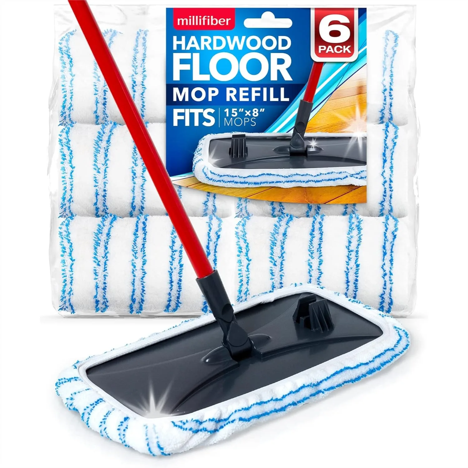 Microfiber Mop Refills 15x8 Inches 6-Pack for Hardwood Floor, Reusable Washable Mop Pads for Multi-Surface Cleaning
Microfiber Mop Refills 15x8 Inches 6-Pack for Hardwood Floor, Reusable Washable Mop Pads for Multi-Surface Cleaning
