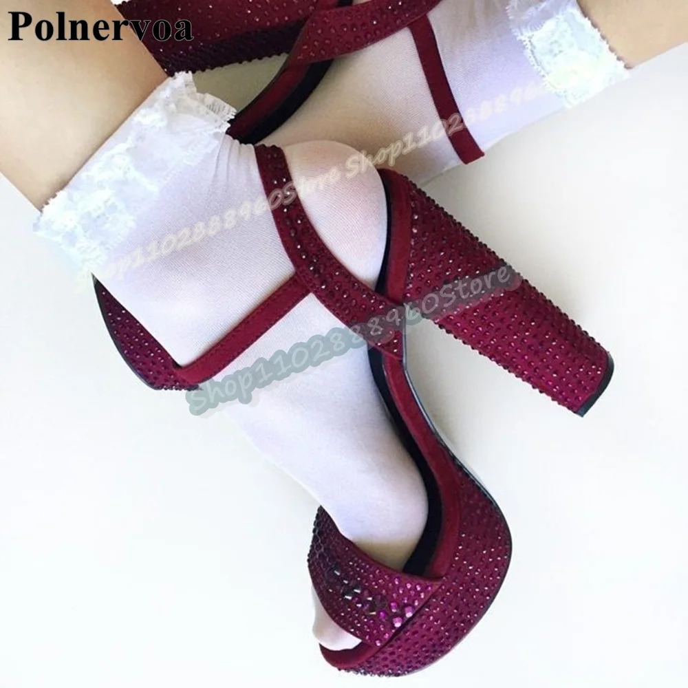 Solid Flock Sparkling Crystals Platform Sandals Chunky High Heel Women Shoes Ankle Buckle Strap Open Toe Party Trendy Sandals
Solid Flock Sparkling Crystals Platform Sandals Chunky High Heel Women Shoes Ankle Buckle Strap Open Toe Party Trendy Sandals