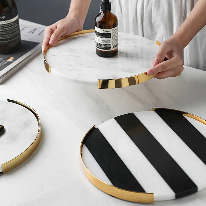Natural Marble Round Trays Decorative European Modern Bathroom Storage Plate Gold Iron Frame Coffee Table Tray Living Room Decor
Natural Marble Round Trays Decorative European Modern Bathroom Storage Plate Gold Iron Frame Coffee Table Tray Living Room Decor