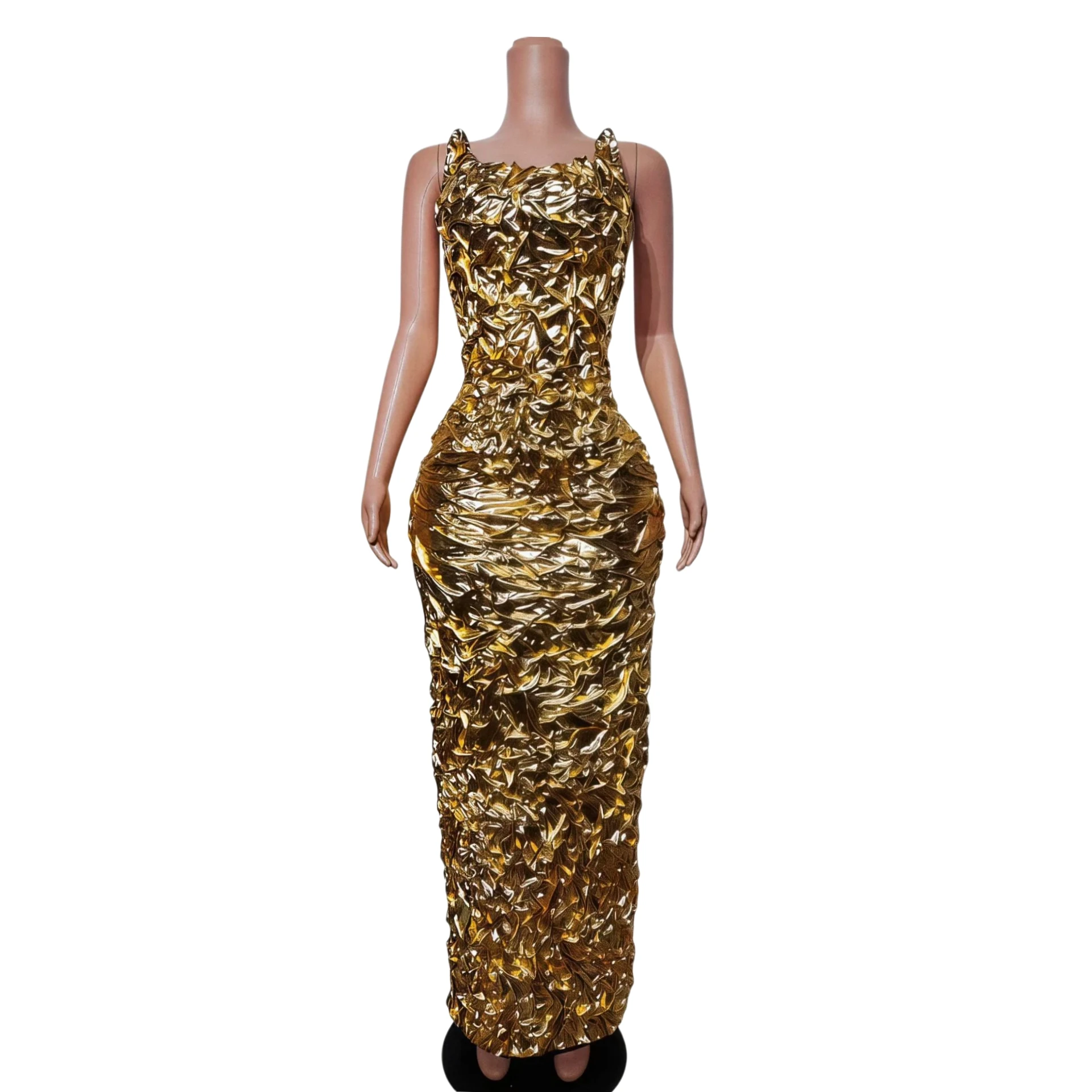 Chic Elegant Gold 3D Textured Sleeveless Bodycon Maxi Dress Sexy Women Stage Performance Wear Party Prom Evening Gown Jiangbei
Chic Elegant Gold 3D Textured Sleeveless Bodycon Maxi Dress Sexy Women Stage Performance Wear Party Prom Evening Gown Jiangbei