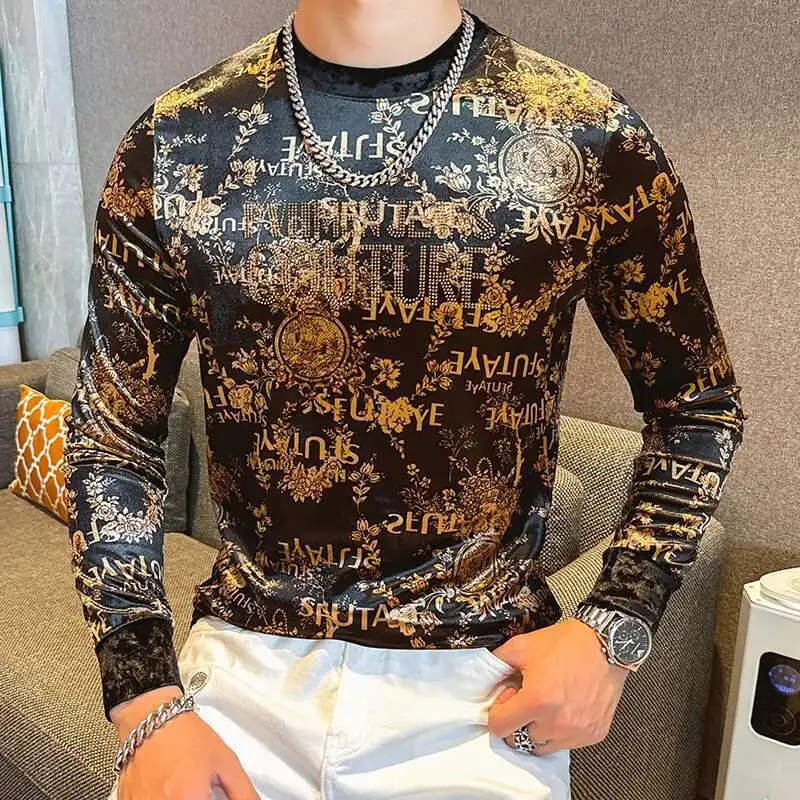 Baroque Letter Rhinestones Pattern T Shirts Personalized Comfortable Tees European High Street Fashion Men Long Sleeve Tees Man
Baroque Letter Rhinestones Pattern T Shirts Personalized Comfortable Tees European High Street Fashion Men Long Sleeve Tees Man