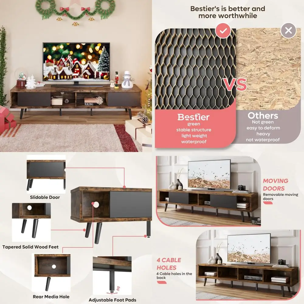 Mid Century Modern 70 TV Stand for 75 TVs, Low Profile Storage Entertainment Center for Living Room
Mid Century Modern 70 TV Stand for 75 TVs, Low Profile Storage Entertainment Center for Living Room