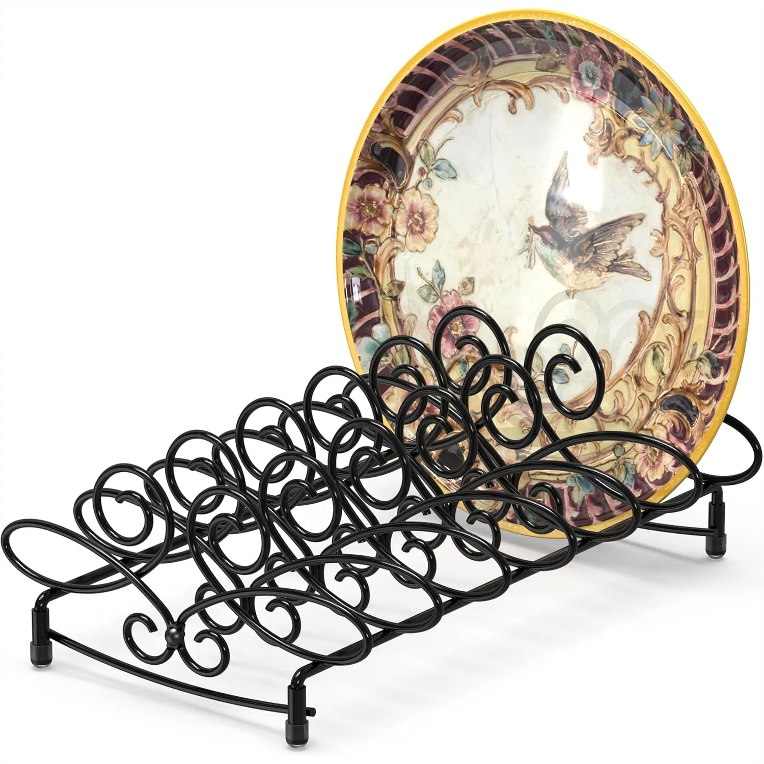 Vertical Plate Stand Holder Dish Rack Dinnerware Organizer with 6 Compartments, Black
Vertical Plate Stand Holder Dish Rack Dinnerware Organizer with 6 Compartments, Black
