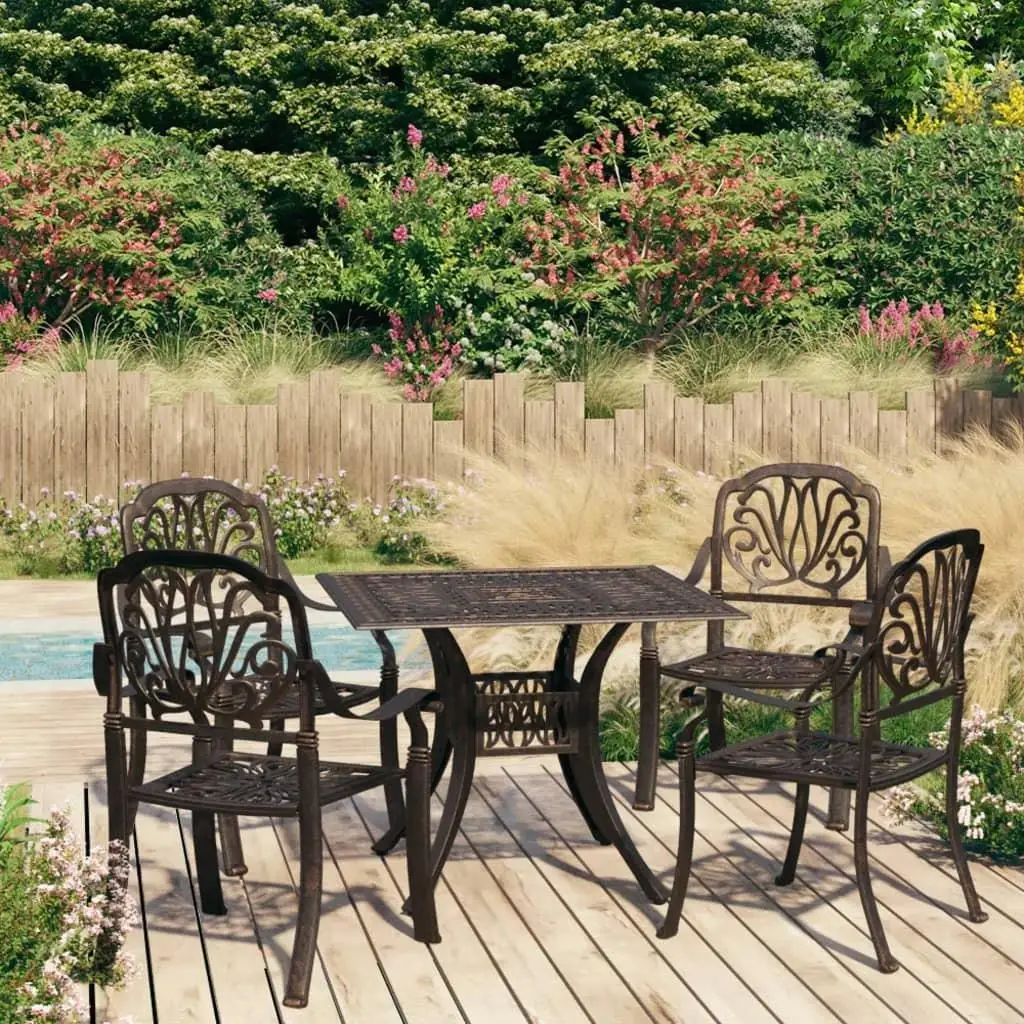 5-Piece Cast Aluminum Bistro Set in Elegant Bronze - Durable Outdoor Furniture for Patio & Garden
5-Piece Cast Aluminum Bistro Set in Elegant Bronze - Durable Outdoor Furniture for Patio & Garden