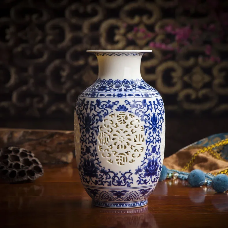 Sophisticated Ceramic Vase Chinese Jingdezhen Blue Porcelain Hollow Vase Home Decoration Living-Room Decoration For Flowers
Sophisticated Ceramic Vase Chinese Jingdezhen Blue Porcelain Hollow Vase Home Decoration Living-Room Decoration For Flowers
