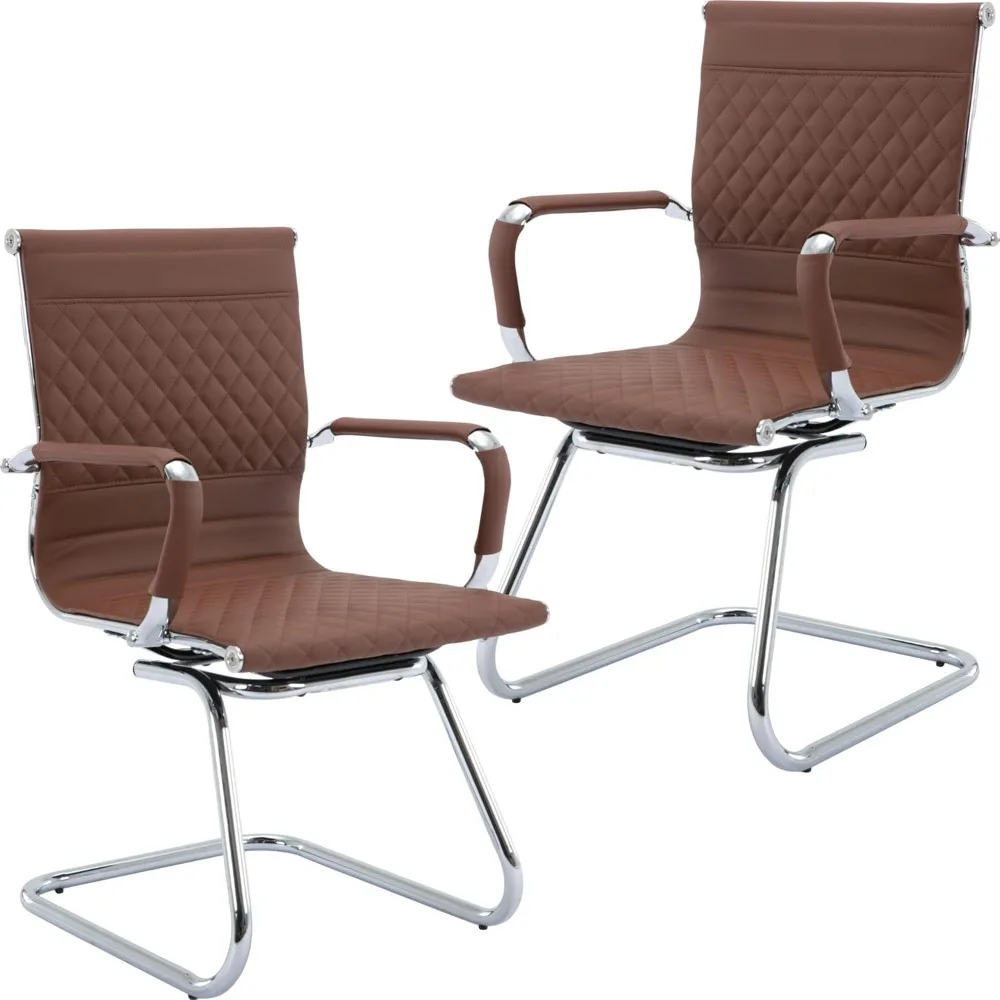 pair of contemporary ergonomic office chairs in brown faux leather for conference and reception spaces
pair of contemporary ergonomic office chairs in brown faux leather for conference and reception spaces