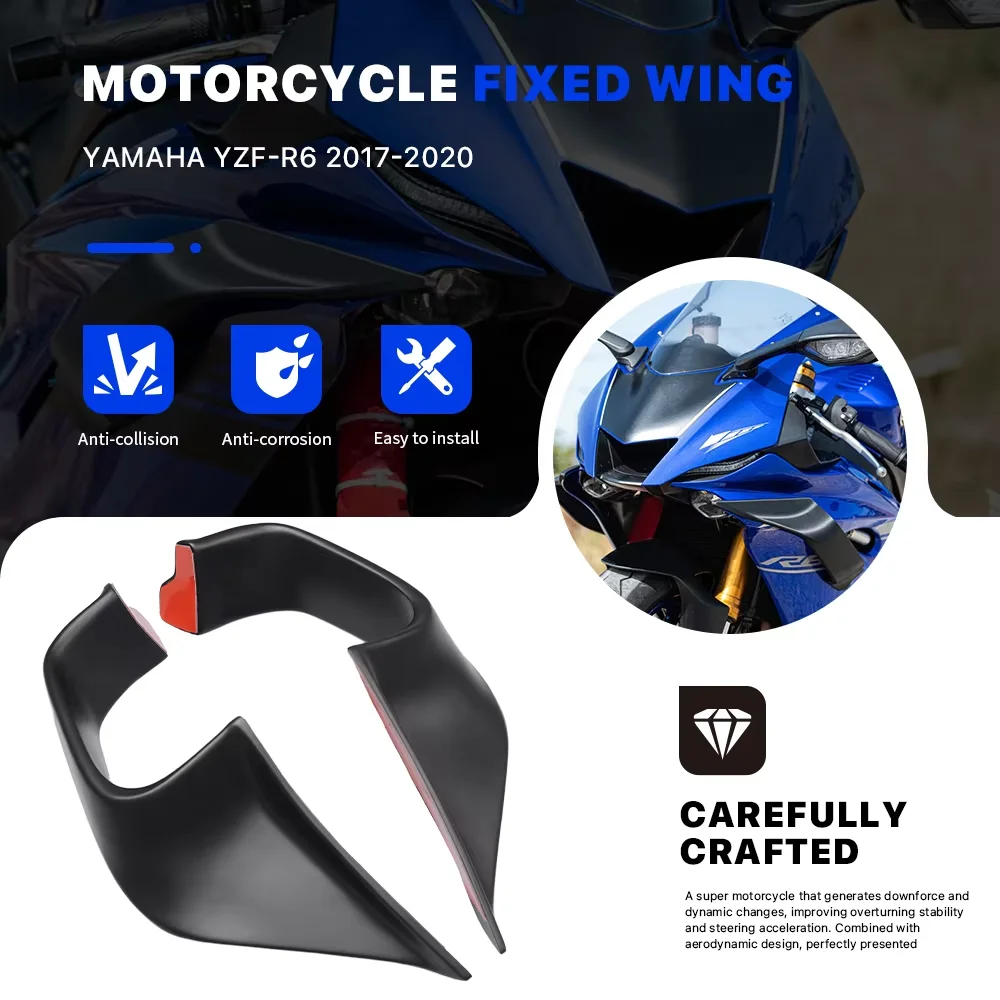 For YAMAHA YZF-R6 YZFR6 2017-2022 Motorcycle Front Fixed Wing Spoiler Aerodynamic aileron Side Winglets windshield wing Fairing
For YAMAHA YZF-R6 YZFR6 2017-2022 Motorcycle Front Fixed Wing Spoiler Aerodynamic aileron Side Winglets windshield wing Fairing