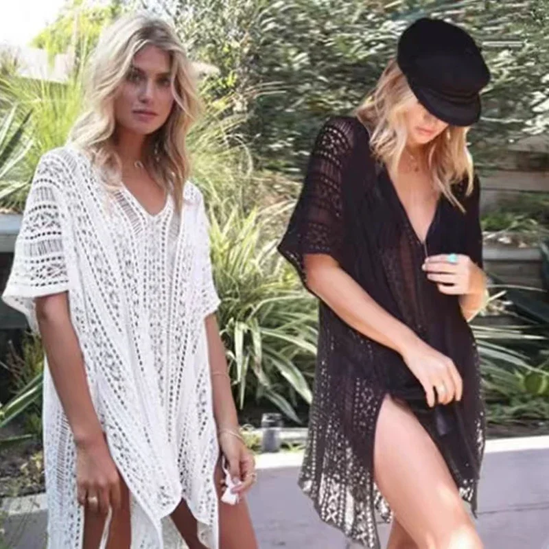 BWQ Knit Hollow Out Dress Without Bikini, Long Sleeves Round Neck See Through Crochet Cover Up Dress, Women's Swimwear
BWQ Knit Hollow Out Dress Without Bikini, Long Sleeves Round Neck See Through Crochet Cover Up Dress, Women's Swimwear