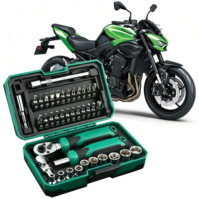 40PCS Portable Universal Motorcycle Repair Tool Kit Socket Wrench Set For Kawasaki Z900 SE RS Z650 Z500 Z400 Z800 Z1000 R SX
40PCS Portable Universal Motorcycle Repair Tool Kit Socket Wrench Set For Kawasaki Z900 SE RS Z650 Z500 Z400 Z800 Z1000 R SX