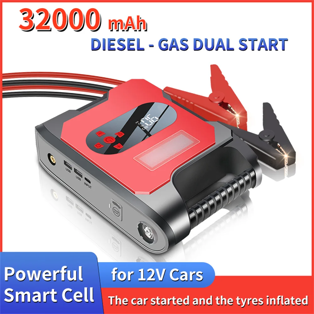 32000mAh Car Jump Starter Device 12V Peak 6000A Booster For Car Start Charging Battery High-power Automobile Emergency Charger
32000mAh Car Jump Starter Device 12V Peak 6000A Booster For Car Start Charging Battery High-power Automobile Emergency Charger