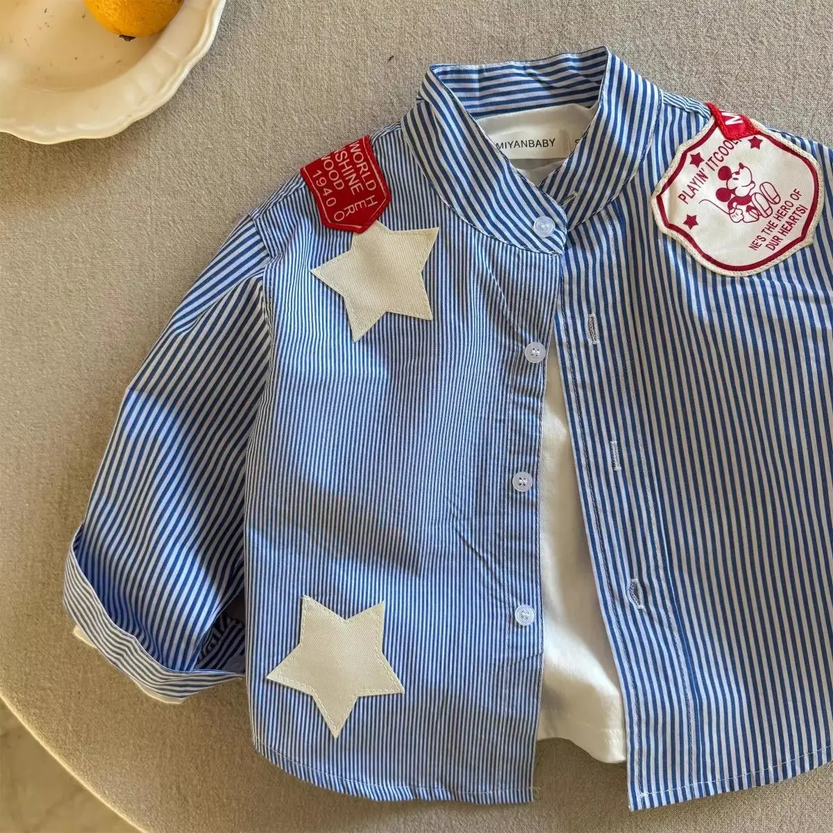 Children's shirts 2025 spring boys and girls cartoon long-sleeved baby lapel striped top
Children's shirts 2025 spring boys and girls cartoon long-sleeved baby lapel striped top