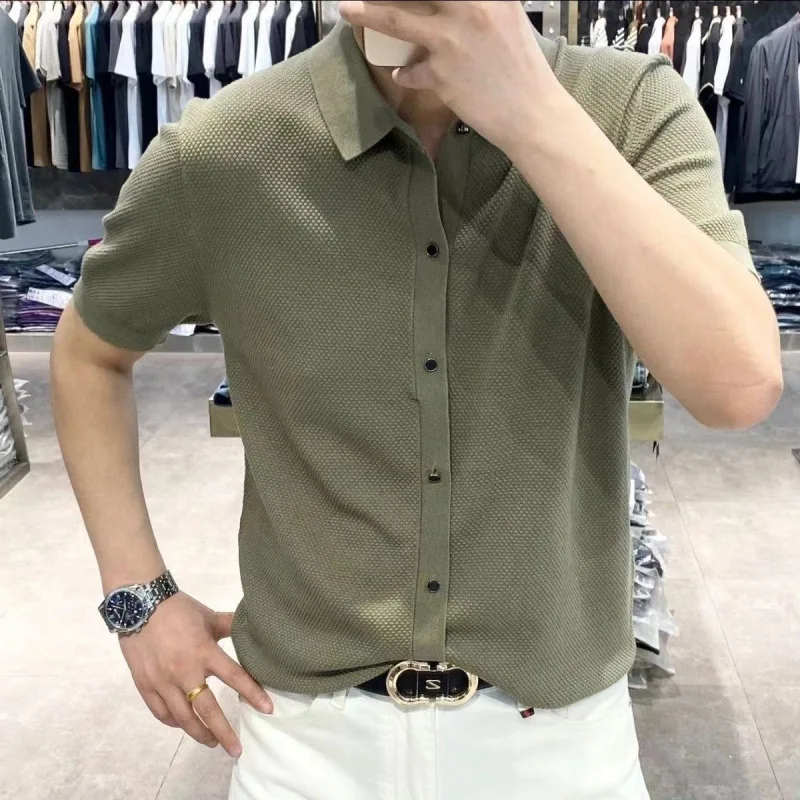 Comfortable Knitted Shirt Men's Fashionable Casual Versatile Pure Color Turn-down Collar Summer New Arrival Euro Style
Comfortable Knitted Shirt Men's Fashionable Casual Versatile Pure Color Turn-down Collar Summer New Arrival Euro Style