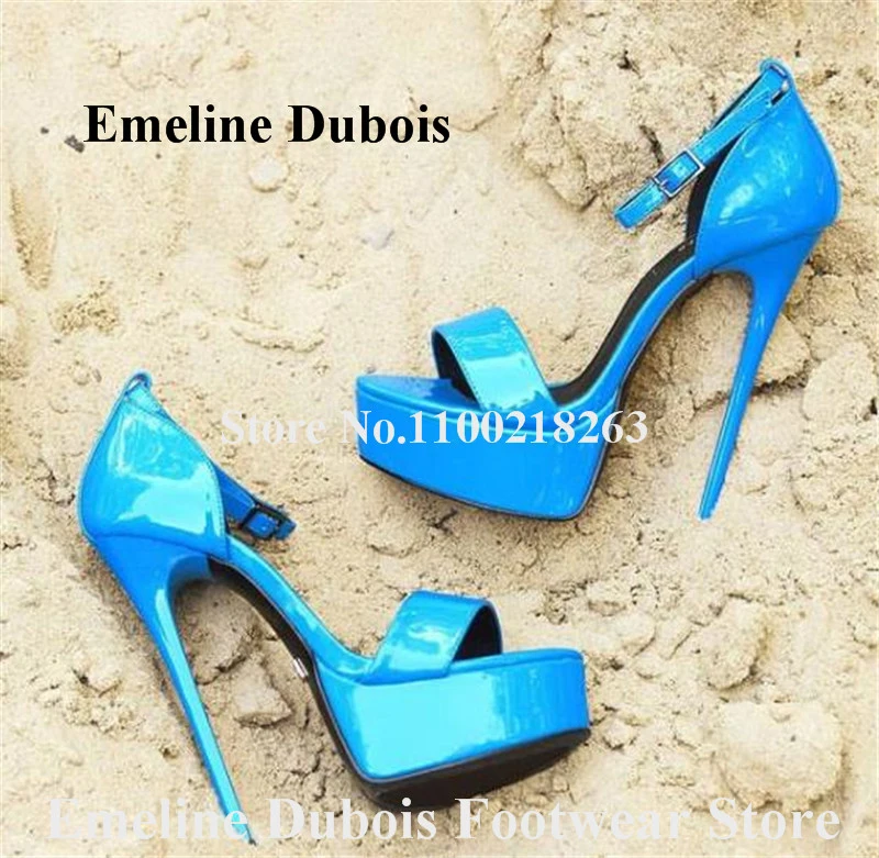 Blue Patent Leather Platform Sandals Emeline Dubois Sexy Open Toe Stiletto Heel Party Shoes Yellow Red Ankle Straps High Heels
Blue Patent Leather Platform Sandals Emeline Dubois Sexy Open Toe Stiletto Heel Party Shoes Yellow Red Ankle Straps High Heels