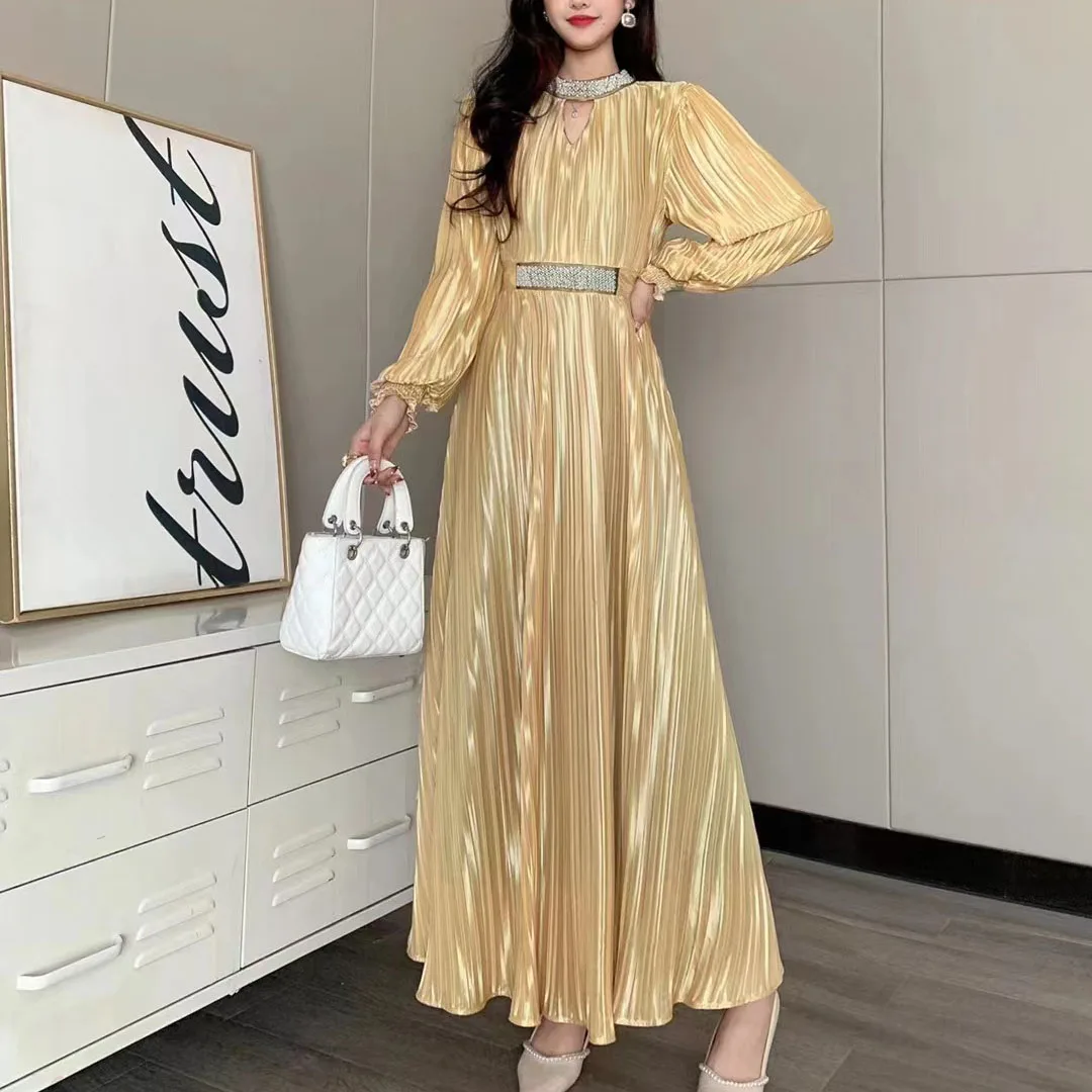 2023 High-end Luxury Ladies Round Neck Lantern Long Sleeve Waist Pleated Beading Heavy Industry Slim Temperament Dress Female
2023 High-end Luxury Ladies Round Neck Lantern Long Sleeve Waist Pleated Beading Heavy Industry Slim Temperament Dress Female