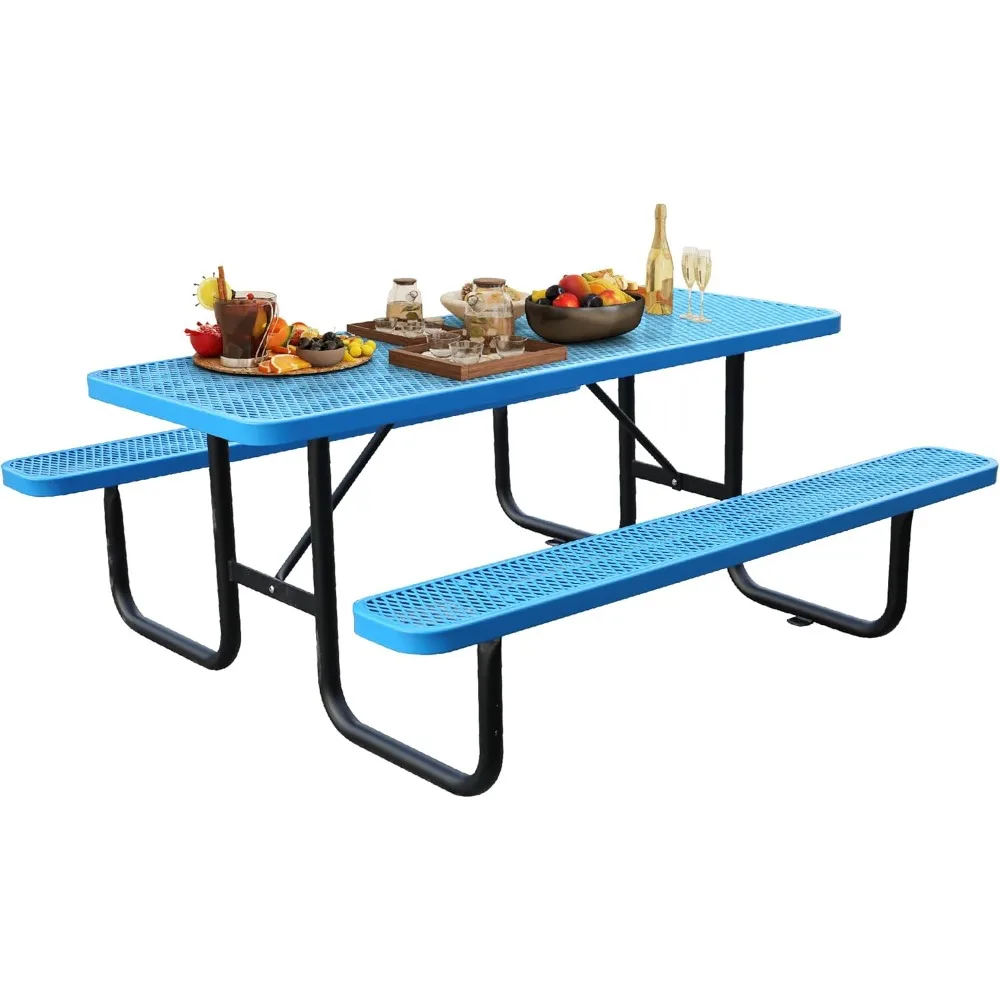 6FT Metal Picnic Tables for Outdoors, Commercial Rectangular Picnic Table and Bench Set for Outside
6FT Metal Picnic Tables for Outdoors, Commercial Rectangular Picnic Table and Bench Set for Outside