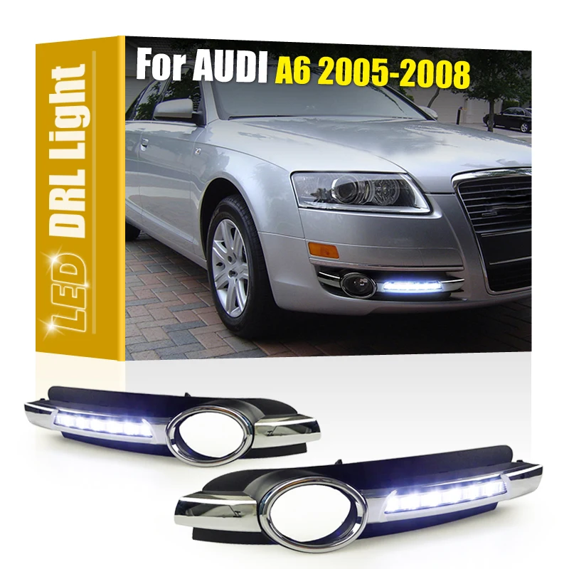 2Pcs Front Bumper Fog Lamp Cover Frame Assembly With White LED DRL Daytime Running Light Fit For Audi A6 C6 2005 2006 2007 2008
2Pcs Front Bumper Fog Lamp Cover Frame Assembly With White LED DRL Daytime Running Light Fit For Audi A6 C6 2005 2006 2007 2008
