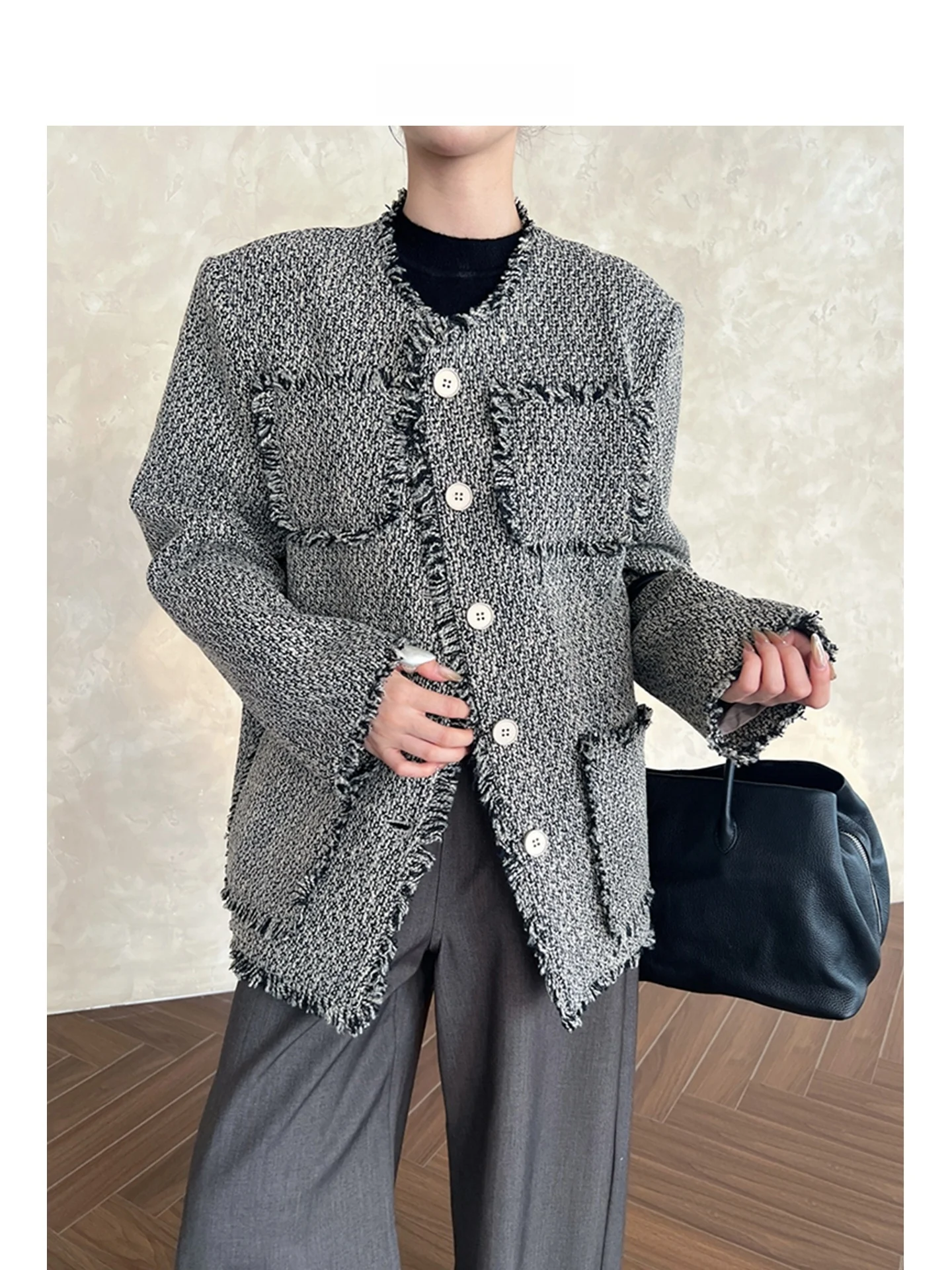 Женское зимнее пальто Ele A-Line из тяжелого шерстяного трикотажа с бахромой, высококачественное, с круглым вырезом, длинное
Женское зимнее пальто Ele A-Line из тяжелого шерстяного трикотажа с бахромой, высококачественное, с круглым вырезом, длинное