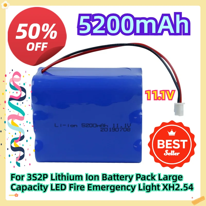 5200mAh 11.1V For 3S2P Lithium Ion Battery Pack Large Capacity LED Fire Emergency Light XH2.54
5200mAh 11.1V For 3S2P Lithium Ion Battery Pack Large Capacity LED Fire Emergency Light XH2.54