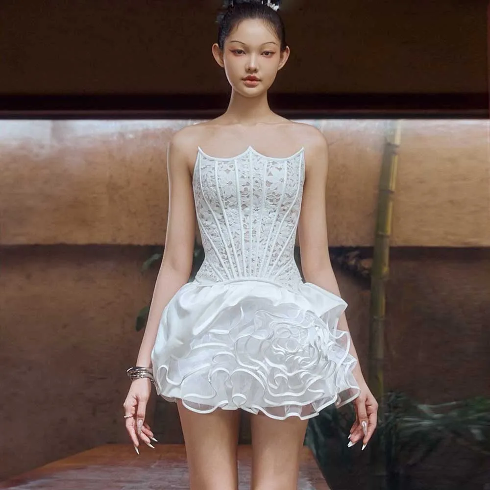 Cute Floral Lace Short Wedding Gown Bridal Dress Tiered Flower Mini Length Cocktail Party Dresses Corset Women Birthday Dress
Cute Floral Lace Short Wedding Gown Bridal Dress Tiered Flower Mini Length Cocktail Party Dresses Corset Women Birthday Dress
