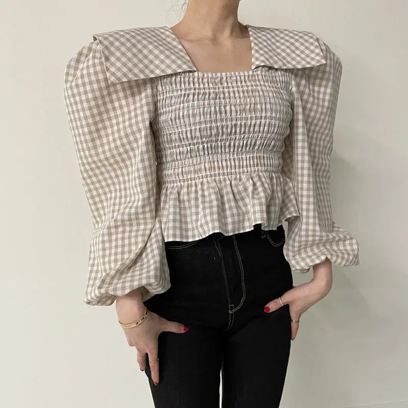 Dongda Gate Retro Sle Women's Long Sve irt Plaid Bubble Sve Square Collar High End Feeling Top Daily Wear Polyester...
Dongda Gate Retro Sle Women's Long Sve irt Plaid Bubble Sve Square Collar High End Feeling Top Daily Wear Polyester...