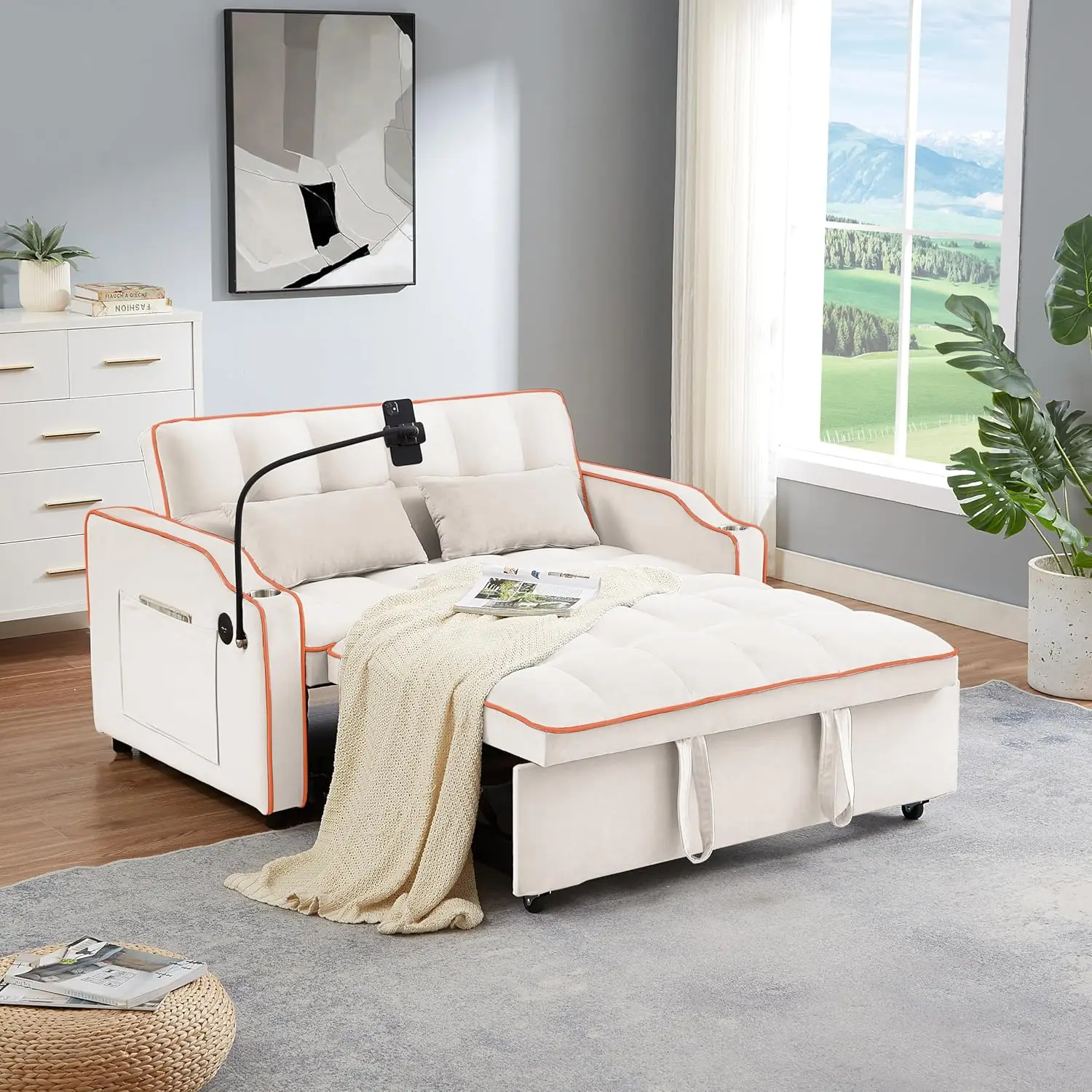 55" Full Size Pull Out Couch, 3 in 1 Convertible Futon Sofa Bed, Velvet Loveseat Sofa Cama
55" Full Size Pull Out Couch, 3 in 1 Convertible Futon Sofa Bed, Velvet Loveseat Sofa Cama