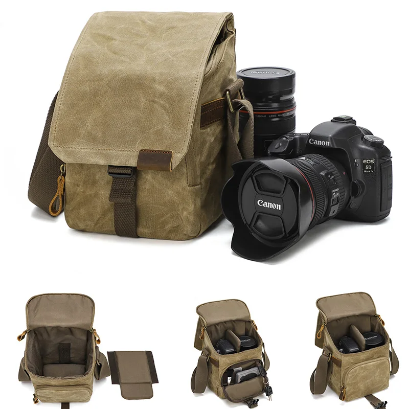 Small DSLR Compact Photography Camera Bag Vintage Wax Canvas Water-Resistant Digital SLR Cameras Single Shoulder Crossbody Bag
Small DSLR Compact Photography Camera Bag Vintage Wax Canvas Water-Resistant Digital SLR Cameras Single Shoulder Crossbody Bag