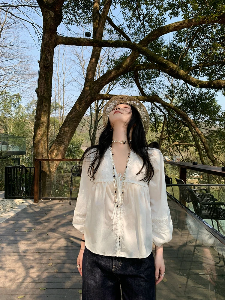 Белая вышитая блузка-футляр с V-образным вырезом и рукавами-фонариками, свободного кроя, для женщин, летняя, из чистого хлопка, тонкая, однотонная
Белая вышитая блузка-футляр с V-образным вырезом и рукавами-фонариками, свободного кроя, для женщин, летняя, из чистого хлопка, тонкая, однотонная