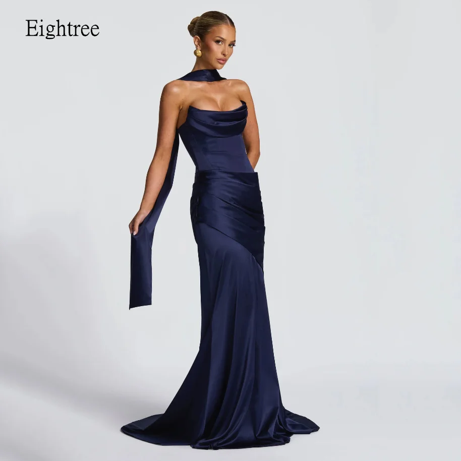 Eightree Navy Blue Strapless Mermaid Formal Prom Gowns Backless With Scarf Evening Dress Floor Length Party Dress Customized
Eightree Navy Blue Strapless Mermaid Formal Prom Gowns Backless With Scarf Evening Dress Floor Length Party Dress Customized