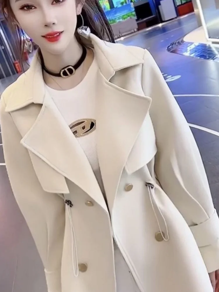 Cherry Blossom Colored Women's Long Waist-Cinching Jacket Spring Autumn New Style Commute Windbreaker Double Button Design
Cherry Blossom Colored Women's Long Waist-Cinching Jacket Spring Autumn New Style Commute Windbreaker Double Button Design
