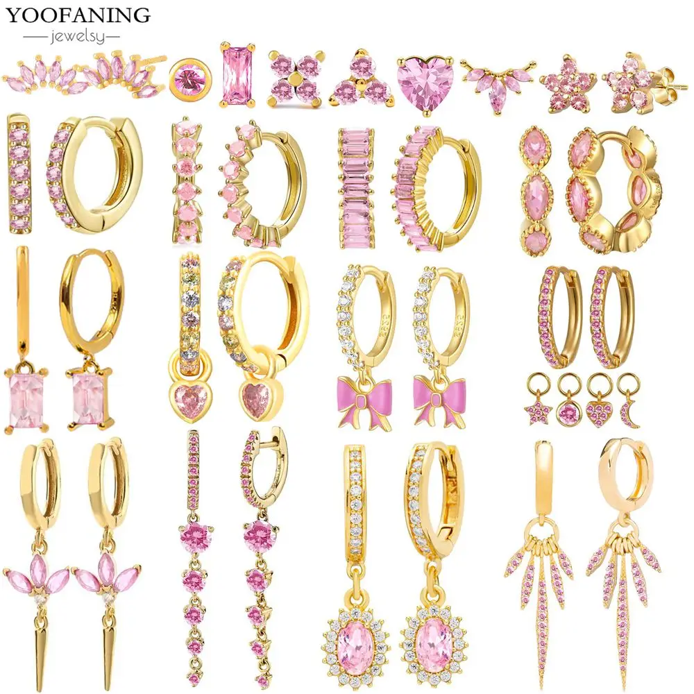 925 Sterling Silver Ear Needle Sweet Romantic Hoop Earrings Pink Zircon Exquisite Pendant Cute Earrings for Women Jewelry Gift
925 Sterling Silver Ear Needle Sweet Romantic Hoop Earrings Pink Zircon Exquisite Pendant Cute Earrings for Women Jewelry Gift