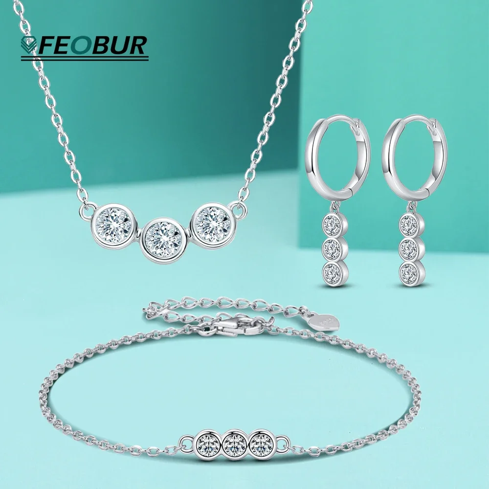 1.8CT Bubble Moissanite Diamond Necklace 100% 925 Sterling Silver 3-Stone Pendant NeckChain Bracelet Earrings Jewelry Set Gift
1.8CT Bubble Moissanite Diamond Necklace 100% 925 Sterling Silver 3-Stone Pendant NeckChain Bracelet Earrings Jewelry Set Gift