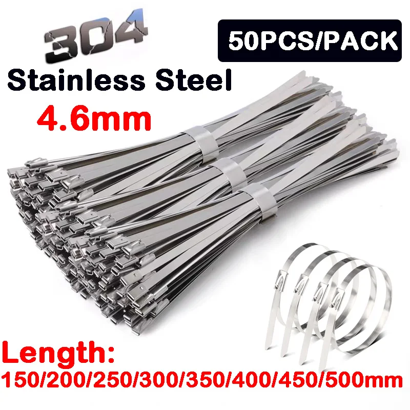 50Pcs 304#Stainless Steel Metal Cable Ties 150mm-500mm Self-locking High Temperature Resistance Oxidation Resistance 4.6mm Ties
50Pcs 304#Stainless Steel Metal Cable Ties 150mm-500mm Self-locking High Temperature Resistance Oxidation Resistance 4.6mm Ties