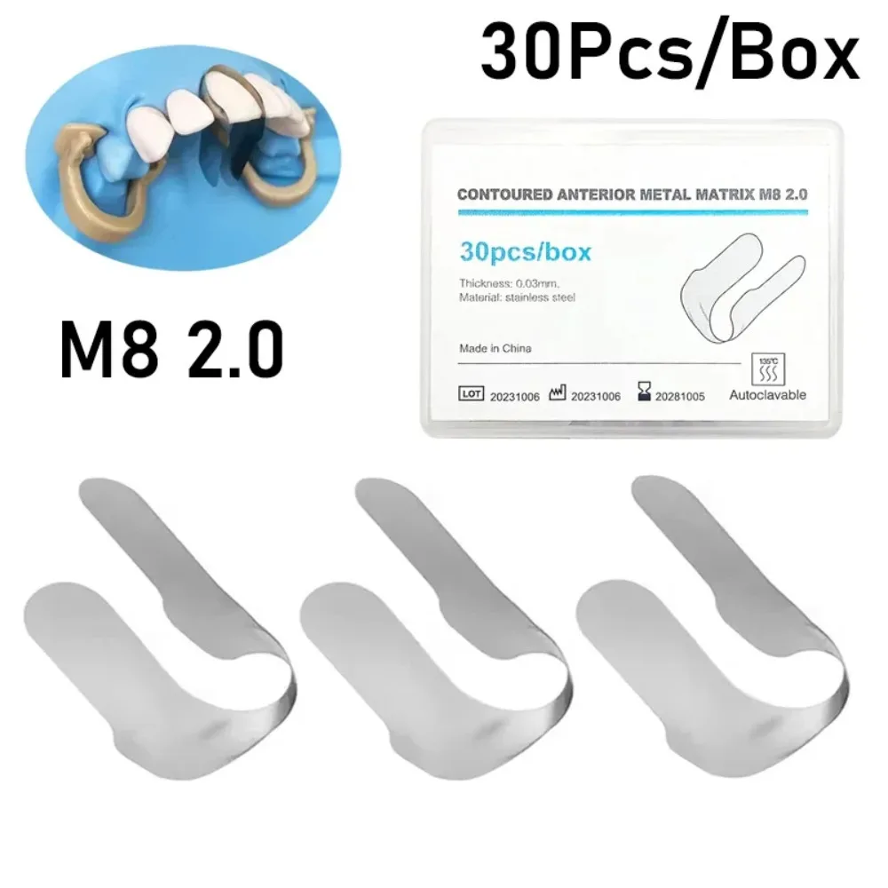 30Pcs/Box Dental Contoured Matrix Bands Kit Stainless Steel Sectional Matrices for Anterior Teeth 0.03mm Dentistry Material
30Pcs/Box Dental Contoured Matrix Bands Kit Stainless Steel Sectional Matrices for Anterior Teeth 0.03mm Dentistry Material