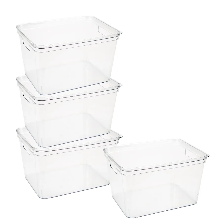 4 Pack Large Clear Plastic Lidded Storage Bin for Home Office Organization, Stackable Durable Design with Secure Snap-On Lid, I
4 Pack Large Clear Plastic Lidded Storage Bin for Home Office Organization, Stackable Durable Design with Secure Snap-On Lid, I