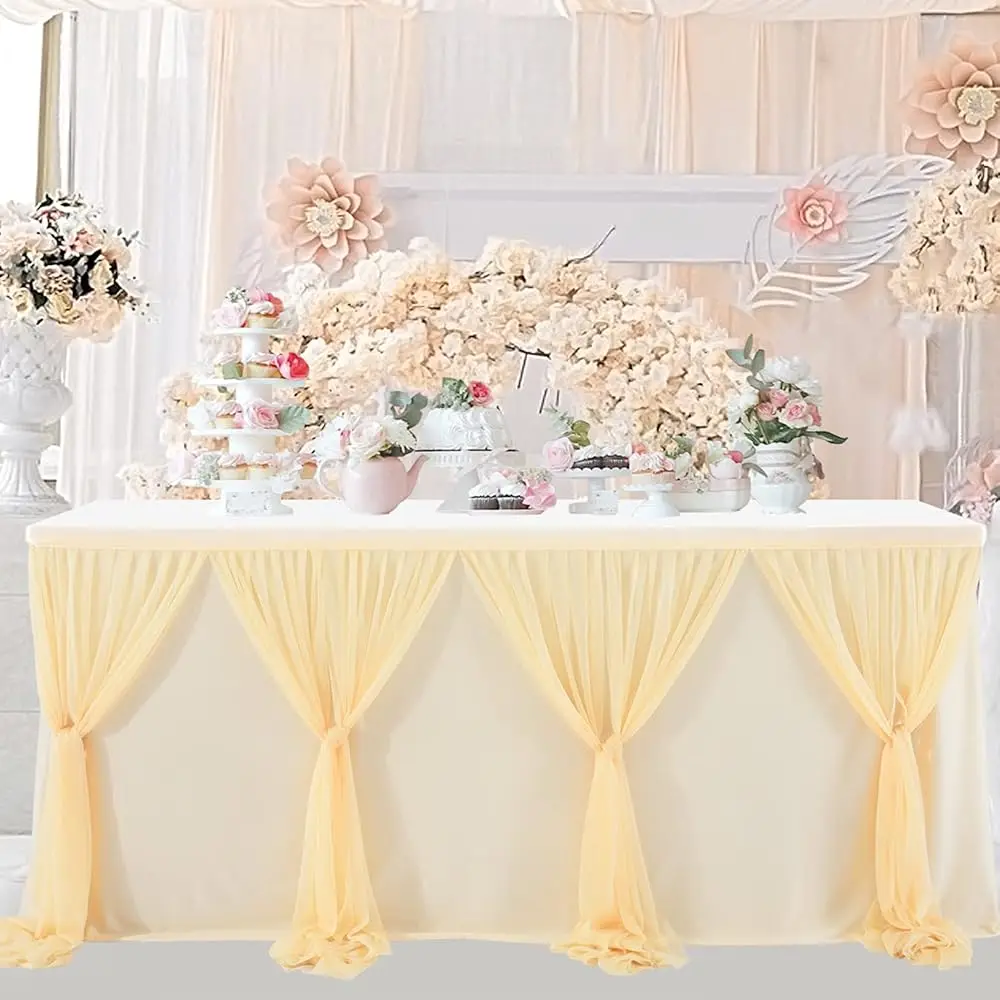 Elegant Tutu Table Skirt - 9Ft Champagne Cover For Weddings, Birthday Party, Baby Shower, Dessert Buffet & Banquet Decorations
Elegant Tutu Table Skirt - 9Ft Champagne Cover For Weddings, Birthday Party, Baby Shower, Dessert Buffet & Banquet Decorations