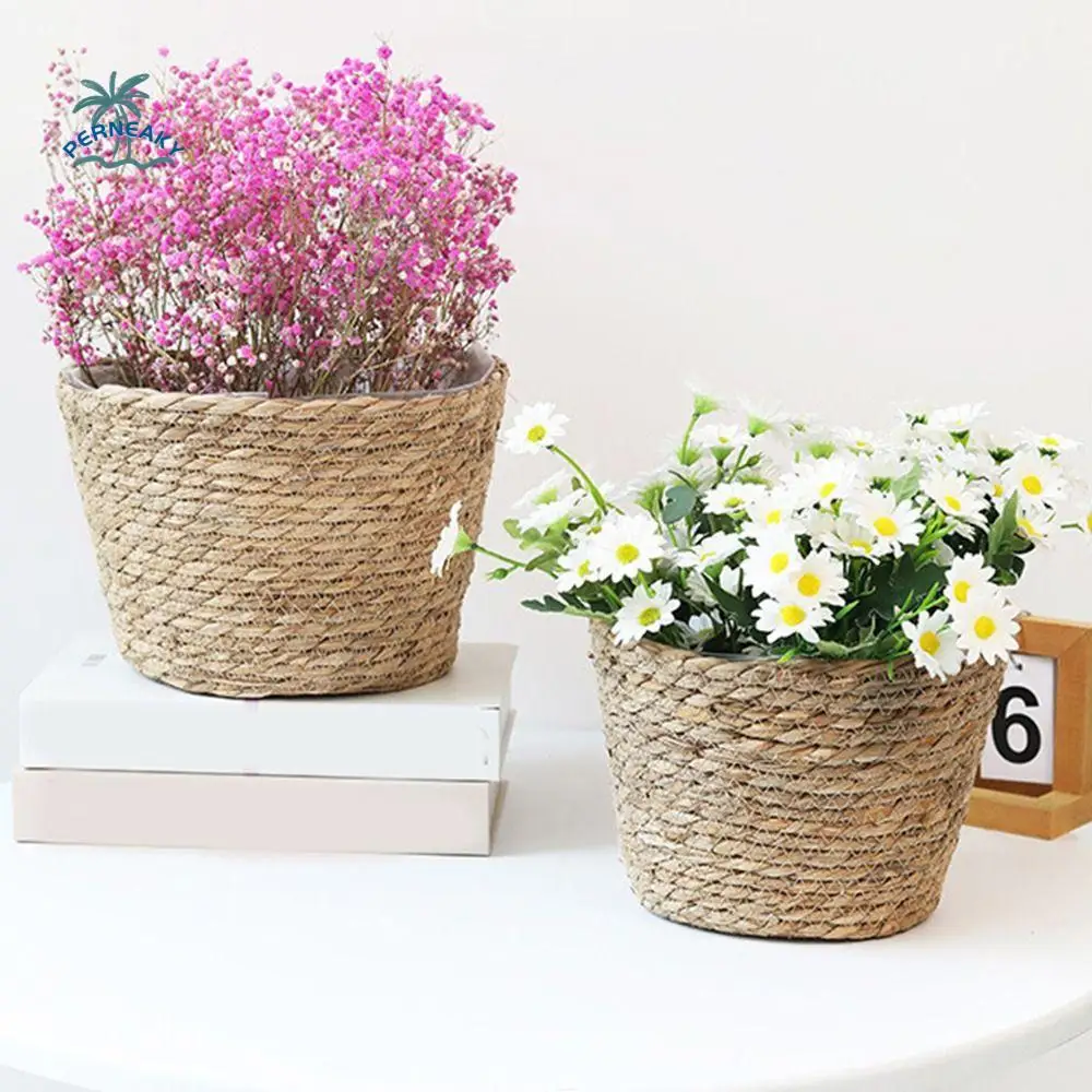 S/M/L Straw Weaving Flower Plant Pot Handmade Decorative Flowerpot Storage Baskets Leakproof Flower Basket for Home 
S/M/L Straw Weaving Flower Plant Pot Handmade Decorative Flowerpot Storage Baskets Leakproof Flower Basket for Home