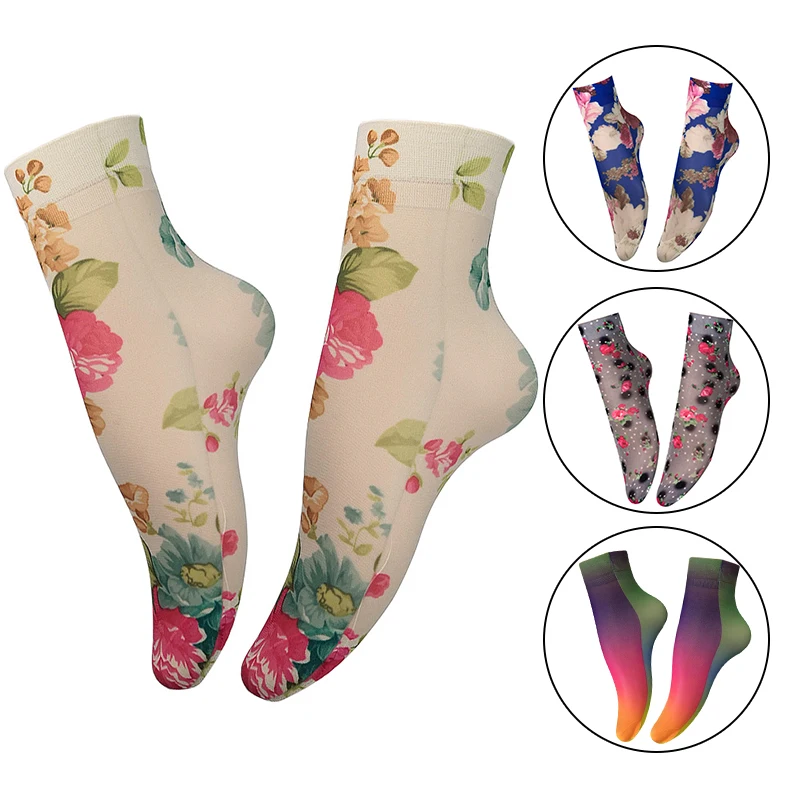 Printed Mesh Socks for Women Summer Casual Streetwear Sheer Ankle Socks Elasticity Cute Colorful Flowers Sock Lolita Girls
Printed Mesh Socks for Women Summer Casual Streetwear Sheer Ankle Socks Elasticity Cute Colorful Flowers Sock Lolita Girls