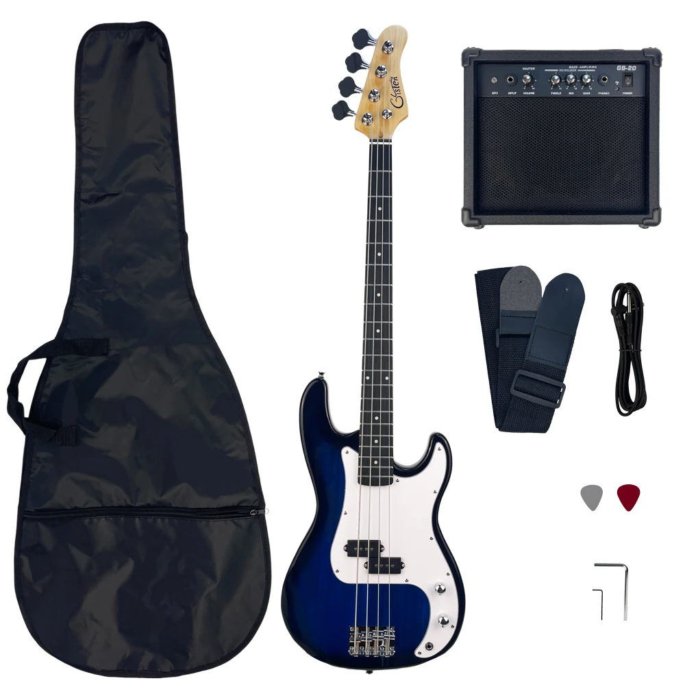 Blue 6-string 24-fret bass guitar set, including cable and accessories
Blue 6-string 24-fret bass guitar set, including cable and accessories
