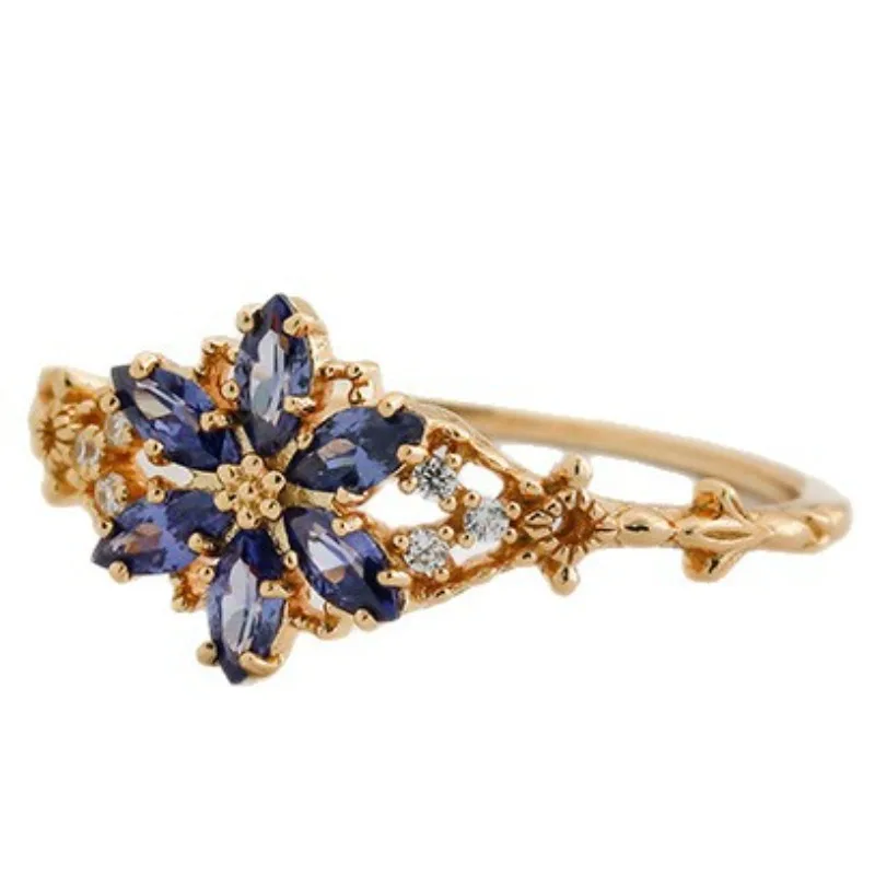 Limited edition French retro style light luxury Tan Sang zirconium copper plated rose gold snowflake ring for women as a gift
Limited edition French retro style light luxury Tan Sang zirconium copper plated rose gold snowflake ring for women as a gift