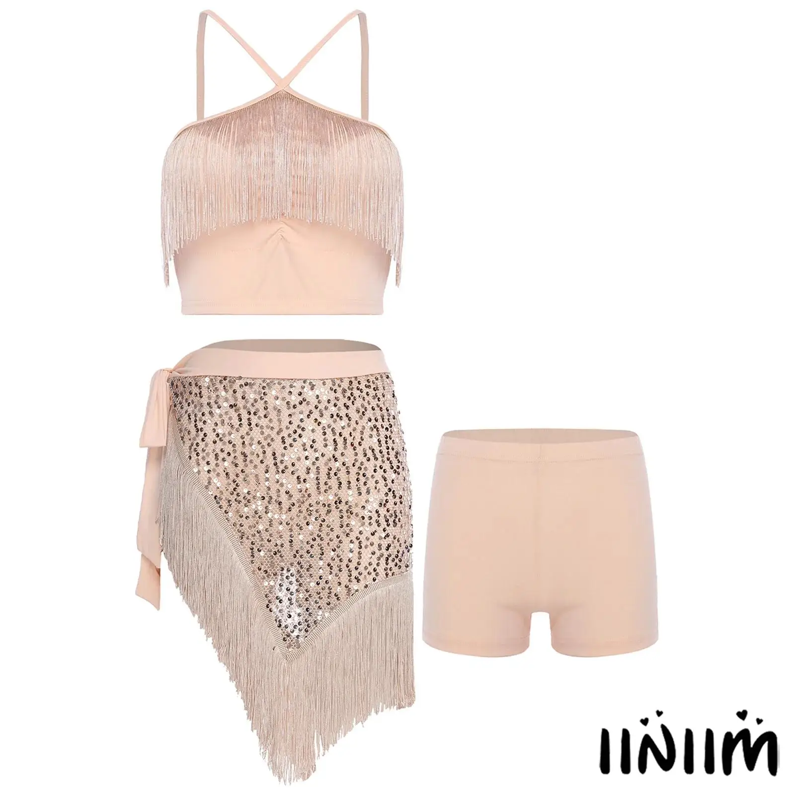 Sparkling Belly Dance Costume Set for Women Sequin Tassel Backless Crop Top with Shorts Lace-Up Hip Scarf for Stage Performances
Sparkling Belly Dance Costume Set for Women Sequin Tassel Backless Crop Top with Shorts Lace-Up Hip Scarf for Stage Performances