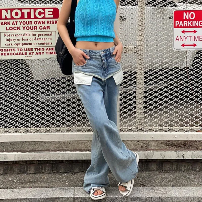 2024 Cyber Y2K Fashion Patchwork Pockets Washed Blue Stacked Jeans Pants For Women Designer 90S Vintage Clothes Lady Trousers
2024 Cyber Y2K Fashion Patchwork Pockets Washed Blue Stacked Jeans Pants For Women Designer 90S Vintage Clothes Lady Trousers