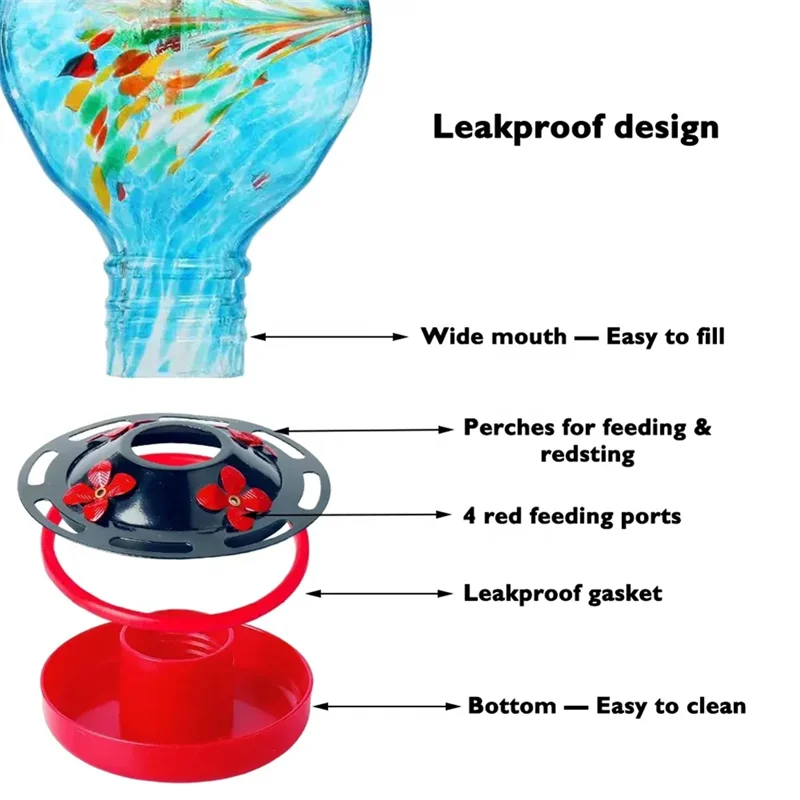 P4-Garden Hummingbird Feeder For Outdoors 1 Pack, Hand Blown Glass Bundle Ocean Mermaid And Blue 
P4-Garden Hummingbird Feeder For Outdoors 1 Pack, Hand Blown Glass Bundle Ocean Mermaid And Blue