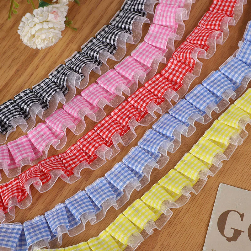 1/2/5M Gingham Ruffled Lace Trim 3.5cm Wide Colorful Plaid Yarn-Edged Lace Ribbon For DIY Sewing Craft Garment Accessories
1/2/5M Gingham Ruffled Lace Trim 3.5cm Wide Colorful Plaid Yarn-Edged Lace Ribbon For DIY Sewing Craft Garment Accessories