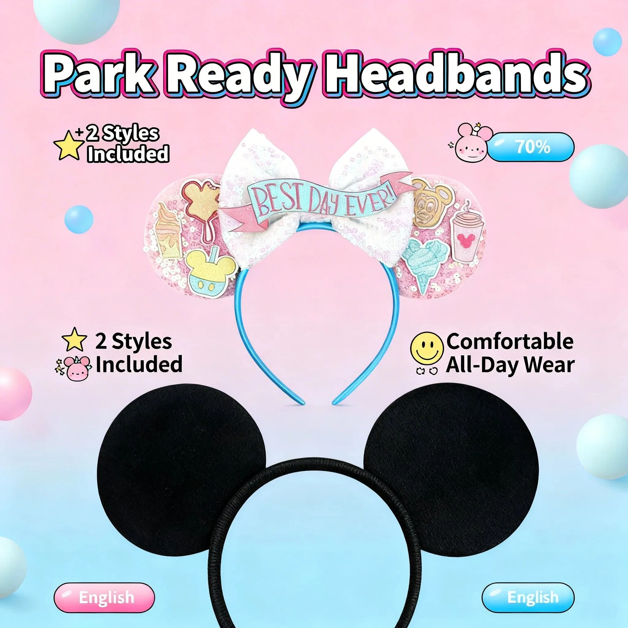 Disney Princess Style Fashion Headwear Mickey Mouse Ear Headband Cute Party Hair Accessory for Kids Girls Cosplay Holiday Decor
Disney Princess Style Fashion Headwear Mickey Mouse Ear Headband Cute Party Hair Accessory for Kids Girls Cosplay Holiday Decor