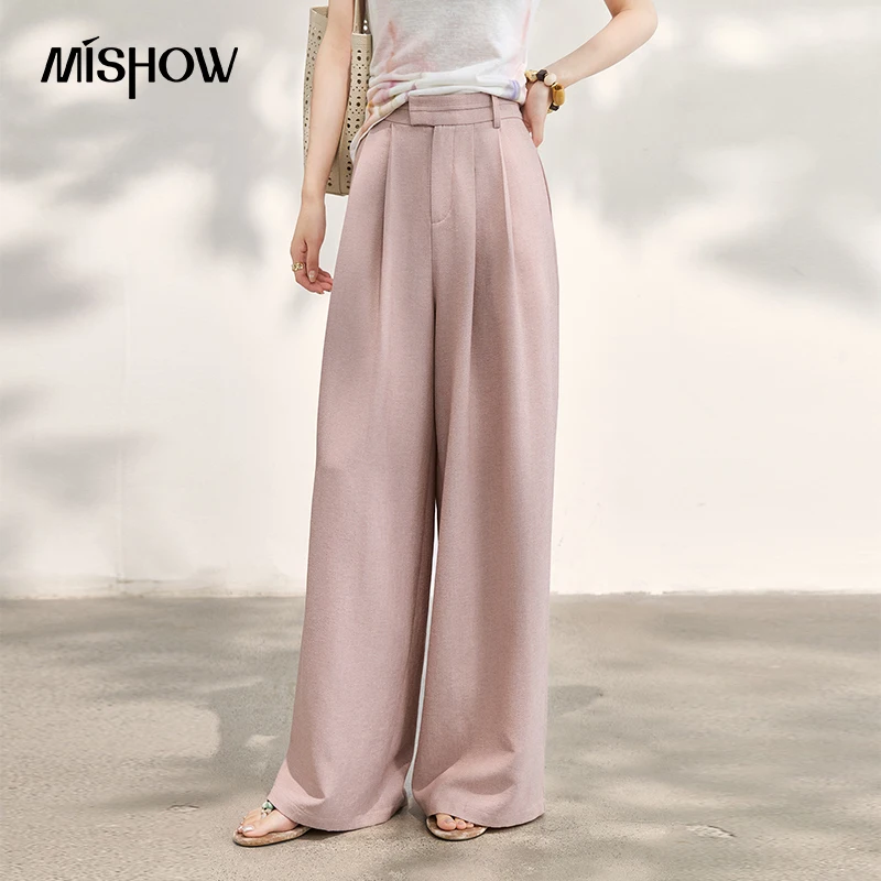 MISHOW Pink Wide Leg Pants For Women 2026 Summer High Waist Solid Color Pleated Elastic Waist Breathable Casual Pants MXF22K1298
MISHOW Pink Wide Leg Pants For Women 2026 Summer High Waist Solid Color Pleated Elastic Waist Breathable Casual Pants MXF22K1298
