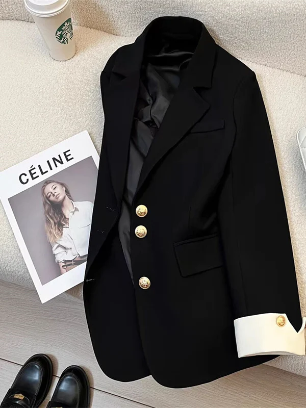 Faionable Loose Casual White Cuff Patchwork Suit Women's Summer Thin Fabric Long Sve Stand Size Chinese Production
Faionable Loose Casual White Cuff Patchwork Suit Women's Summer Thin Fabric Long Sve Stand Size Chinese Production