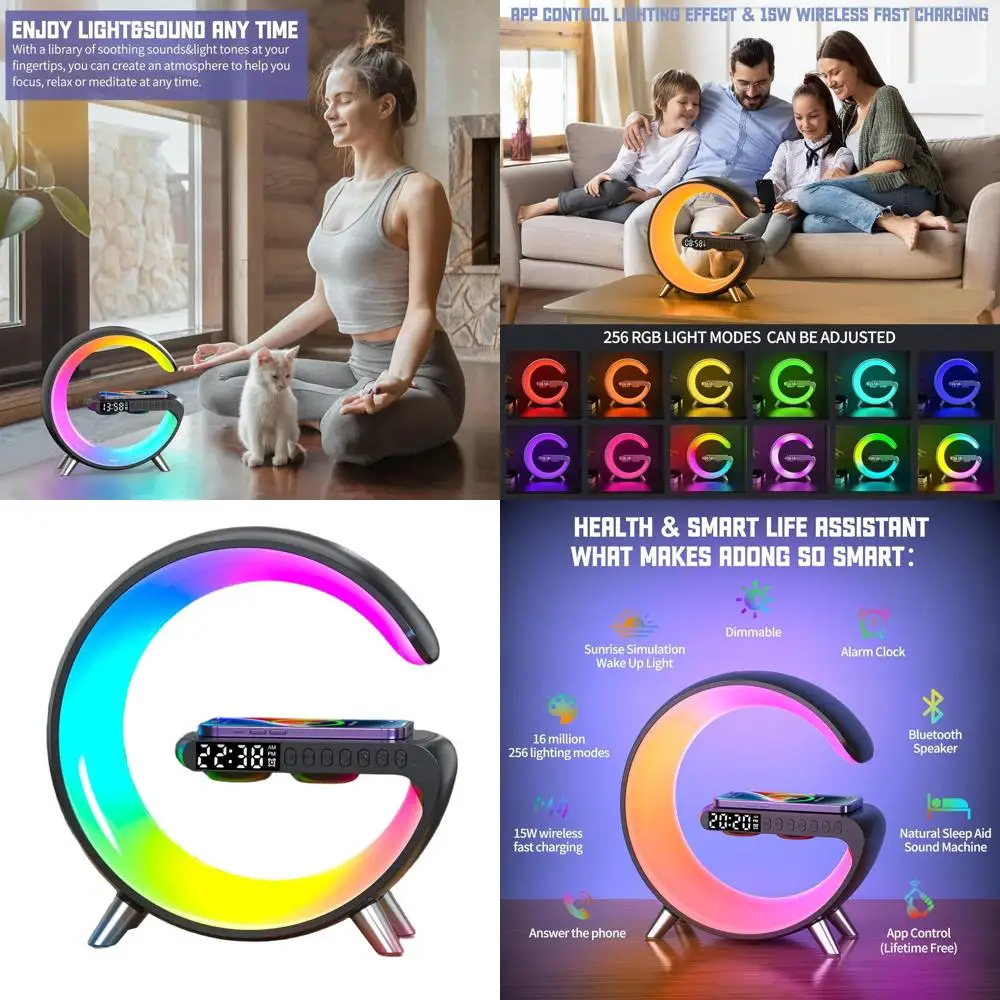 Bluetooth Speaker Alarm Clock with Wireless Charging, App-Controlled Desk Lamp, Night Light, and Home Decor for Gifts (Black)
Bluetooth Speaker Alarm Clock with Wireless Charging, App-Controlled Desk Lamp, Night Light, and Home Decor for Gifts (Black)